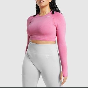 cropped pink gymshark shirt